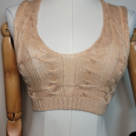 Free People Knit Nude Summer Crop Top Size XS - Picture 3 of 9